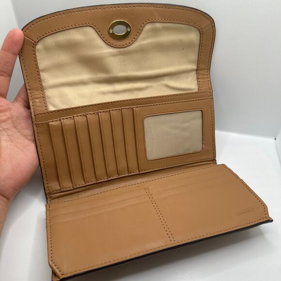 COACH Envelope Turnlock Tan Pebble Leather Wallet - Picture 6 of 12